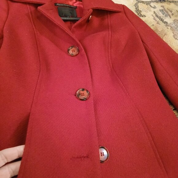 TOBIAS Cranberry Red Wool Blend Peacoat EU 4/US XS - EUC - Picture 6 of 8